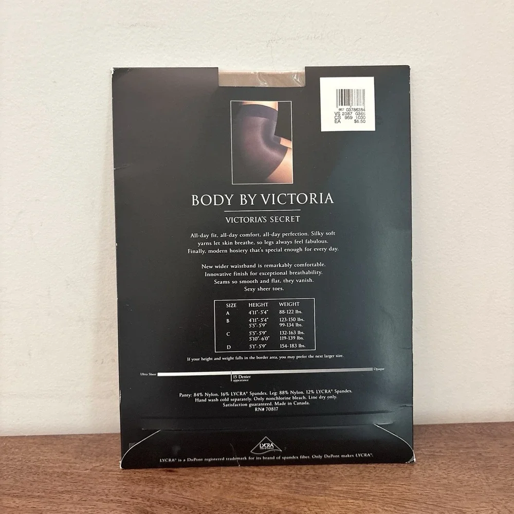 Victoria's Secret Body By Victoria Control Top Pantyhose Size C Nude NWT